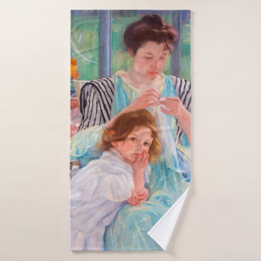 Jeune mère coudre, Mary Cassatt (Serviette de bain)