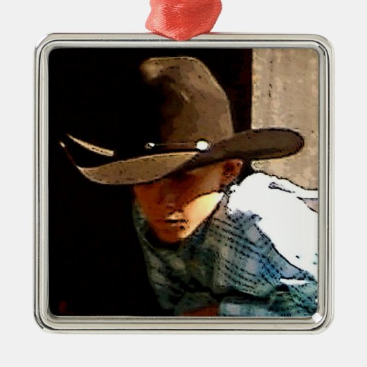 Jeune ornement de Noël de cowboy (Devant)
