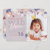 Jeune, sauvage et trois invitation d'anniversaire  (Devant / Derrière)