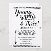 Jeune, sauvage et trois invitation d'anniversaire (Devant / Derrière)