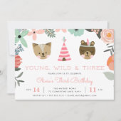 Jeune, sauvage et trois | Invitation de fête d'ann (Devant)