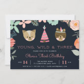 Jeune, sauvage et trois | Invitation de fête d'ann (Devant)