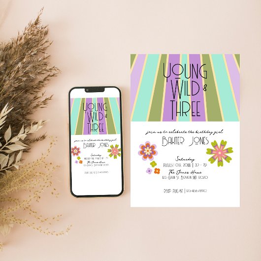 Jeune, sauvage et trois | Invitation du 3e anniver