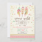 Jeune sauvage et trois invitation fille rose or 3è (Devant)
