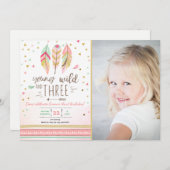 Jeune sauvage et trois invitation fille rose or 3è (Devant / Derrière)