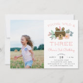 Jeune, sauvage et trois | Photo Invitation de fête (Devant)