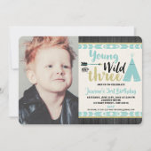 Jeune sauvage trois turquoise or photo invitation  (Devant)