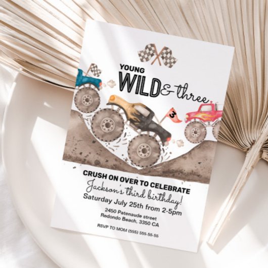 Jeune Wild Trois Anniversaire Monster invitation d