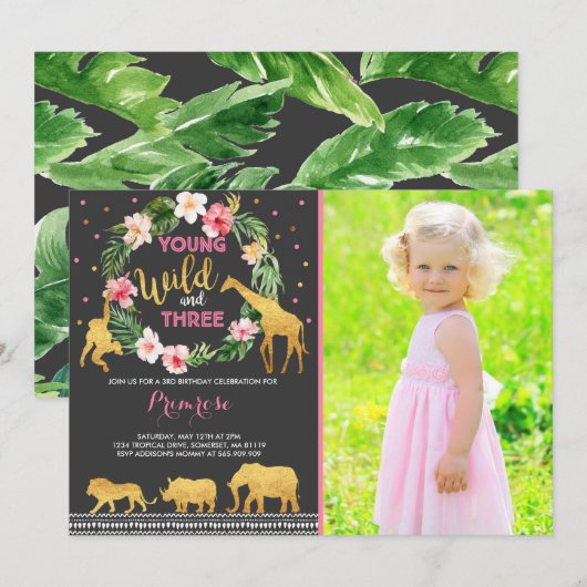 Jeunes Filles Et Trois Invitations D'Anniversaire (Devant / Derrière)