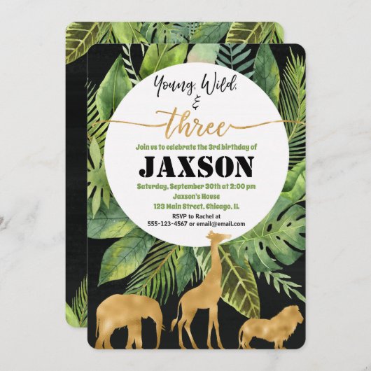 Jeunes sauvages et trois garçons invitation à l'or (Devant / Derrière)