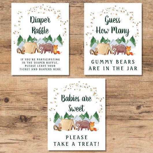 Jeux de Baby shower Woodland Faveurs jeu d'affiche
