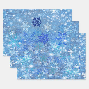 Jeux de papier à envelopper design Blue White Snow
