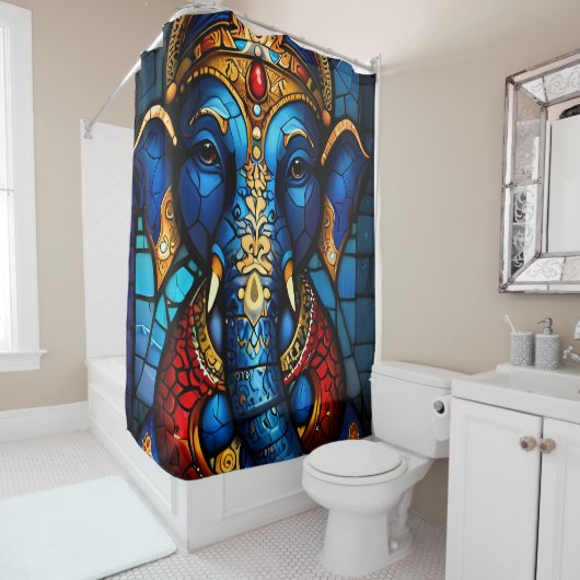 Jeux de rideaux colorés de douche Ganesh (En situation)