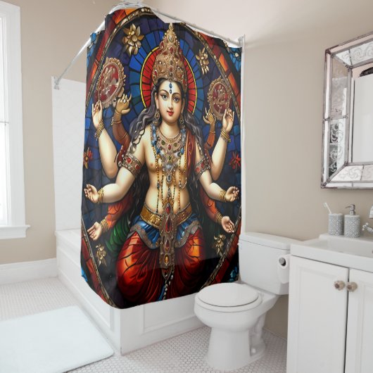 Jeux de rideaux colorés de douche Ganesh (En situation)