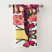 Jeux de serviettes de toilette floraux à éléphant  (En situation)