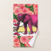 Jeux de serviettes de toilette floraux à éléphant  (Serviette à main)