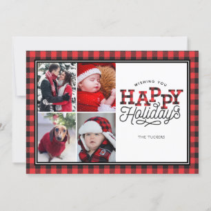 JEUX Vacances Buffalo Plaid Bordure 4 Cartes photo