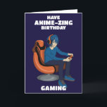 Jeux Vidéo Anime Gamer Boy Carte d'anniversaire<br><div class="desc">Envoyez cette carte d'anniversaire japonaise Anime Gamer à votre ami ou à celui qui vous est cher pour leur souhaiter un jeu d'anniversaire "animé". Le gamer garçon dans ce design est également disponible dans mon magasin avec des cheveux blonds, brun, gingembre (orange) ou bleu. Cette conception est numériquement dessinée à...</div>