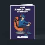 Jeux Vidéo Anime Gamer Boy Carte d'anniversaire<br><div class="desc">Envoyez cette carte d'anniversaire japonaise Anime Gamer à votre ami ou à celui qui vous est cher pour leur souhaiter un jeu d'anniversaire "animé". Le gamer garçon dans ce design est également disponible dans mon magasin avec des cheveux blonds, brun, gingembre (orange) ou bleu. Cette conception est numériquement dessinée à...</div>