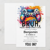 JEUX VIDÉO Bruh Invitation d'anniversaire (Devant / Derrière)
