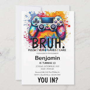 JEUX VIDÉO Bruh Invitation d'anniversaire