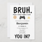 JEUX VIDÉO Bruh Invitation d'anniversaire (Devant)