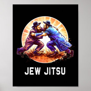 Jew Jitsu Karate Grappig Chanoeka Braziliaanse Jiu Poster