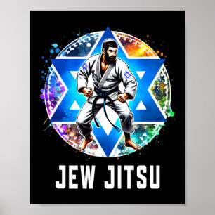 Jew Jitsu Karate Grappig Chanoeka Martial Arts Cha Poster
