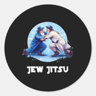 Jew Jitsu Karate Grappig Chanoeka Martial Arts Cha Ronde Sticker