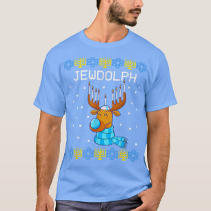Jewdolph Ugly Hanukkah Sweater Reindeer Menorah Ch T-shirt