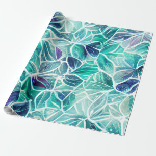 Jewel Blues Leaf Pattern Cadeaupapier