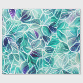 Jewel Blues Leaf Pattern Cadeaupapier (Vlak)