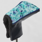 Jewel Blues Leaf Pattern Golfheadcover (3/4 voorkant)