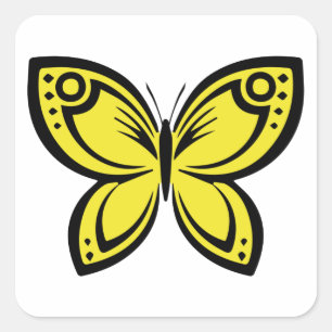 Jewel Butterflies - Geel Vierkante Sticker