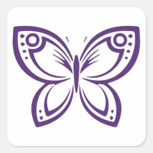 Jewel Butterflies Outline - Paarse Square Sticker