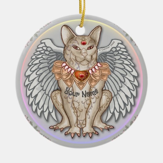 Jewel Cat Gargoyle Keramisch Ornament (Voorkant)