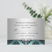 Jewel Damask Turquoise & Zilver RSVP (Staand voorkant)