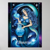 Jewel Galaxy Zodiac Aquarius Poster (Voorkant)
