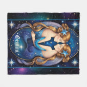 Jewel Galaxy Zodiac Gemini Fleece Deken (Voorkant (Horizontaal))