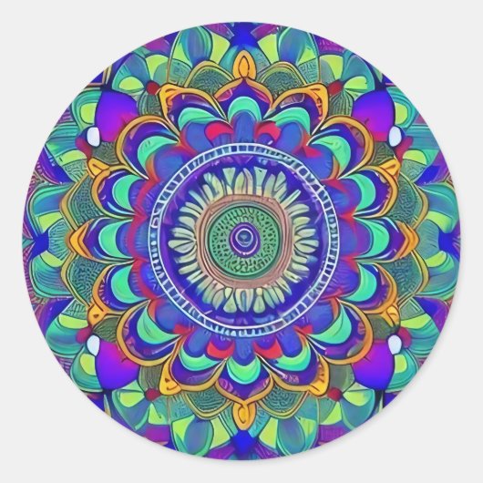 Jewel Mandala Ronde Sticker (Voorkant)