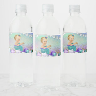 Jewel Mermaid Baby shower Waterfles Etiket