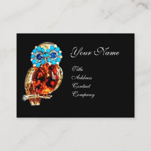 JEWEL OWL, Gold, Blue Turquase, Topaz Visitekaartje