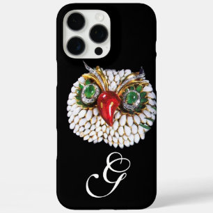 JEWEL OWL MONOGRAM, Gold, Green Emerald, opale iPhone 16 Pro Max Hoesje