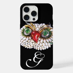 JEWEL OWL MONOGRAMME ,Or,Émeraude Verte ,opale