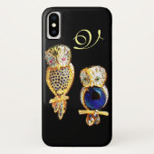 JEWEL OWLS, Gold, Blue Sapphire, Black Case-Mate iPhone Case (Achterkant)