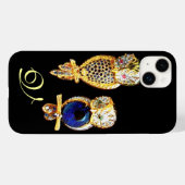 JEWEL OWLS, Gold, Blue Sapphire, Topaz White Pearl Case-Mate iPhone Case (Achterkant (horizontaal))