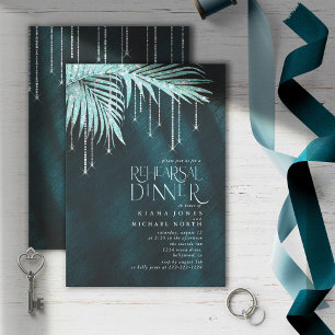 Jewel Palm Leaf Rehearsal Dinner Blauwgroen ID830