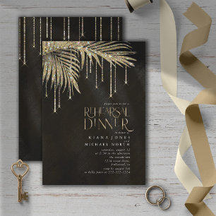 Jewel Palm Leaf Rehearsal Dinner Gold ID830