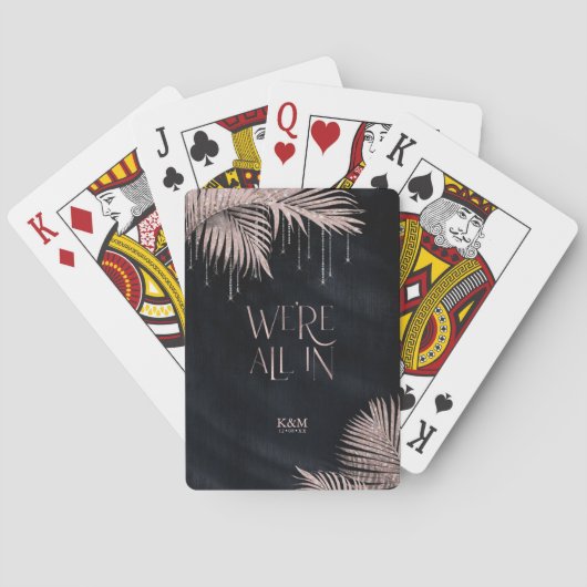 Jewel Palm Leaf Wedding All in Roos Gold/Nvy ID830 Pokerkaarten (Achterkant)