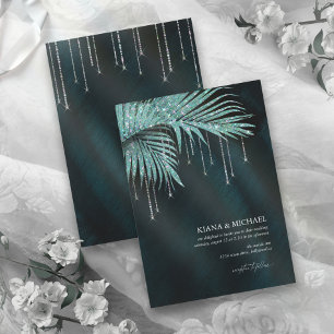 Jewel Palm Leaf Wedding Blauwgroen ID830